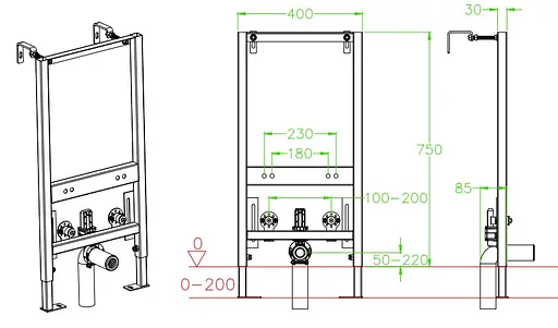 Комплект інсталяційний для біде Koer KT-0402 (без панелі змиву) KR5167 - фото 2