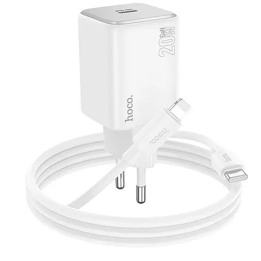 МЗП Hoco N40 Mighty PD20W (1USB-C) + кабель Type-C to Lightning White - фото 2
