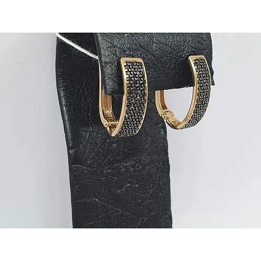 Золотые серьги Favoritum с черными фианитами. 211802_Ч - фото 2