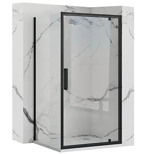 Душова кабіна Rea Rapid Swing 100x80 black REA-K6423 + REA-K6408, Чорний матовий, Універсальна, прозорий - фото 1