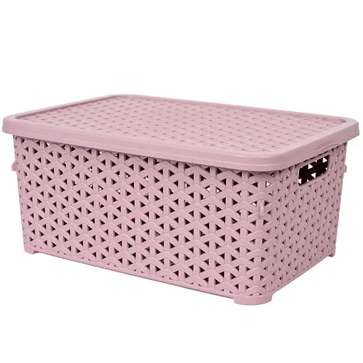 Уценка. Корзина Diomedea с крышкой 29.7x19.6x13 см 6 л пудровая (К12-805)  - фото 1