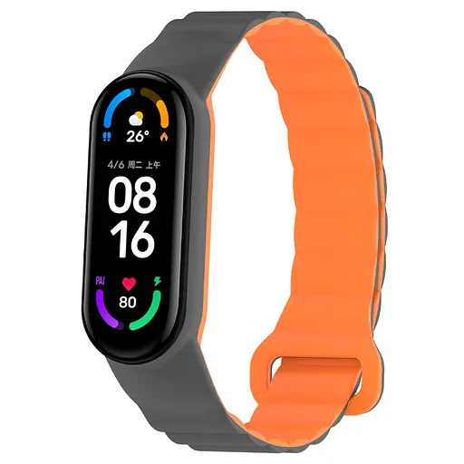 Ремешок Dual-color Magnetic для Xiaomi Mi Band 7/6/5/4/3 Gray/Orange