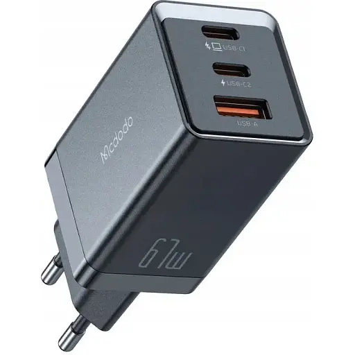Мережевий зарядний пристрій McDodo 67W 2C+1A GAN 5 Mini Pro Fast Charger (EU) CH-1541 Чорний - фото 1