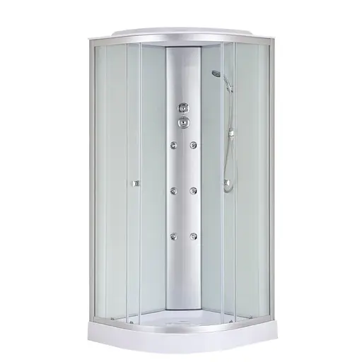 Душевой бокс с гидромассажем Mixxus Strong SBH02-90x90x215-FB Satin низкий поддон MI6890, Хром матовый, матовый, хром матовый - фото 1