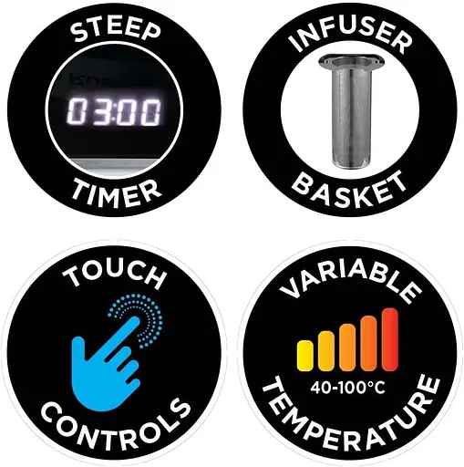 Russell Hobbs Электрочайник Attentiv Kettle, 1.7л, Strix, стекло, база с хранилищем для шнура, серый - фото 8