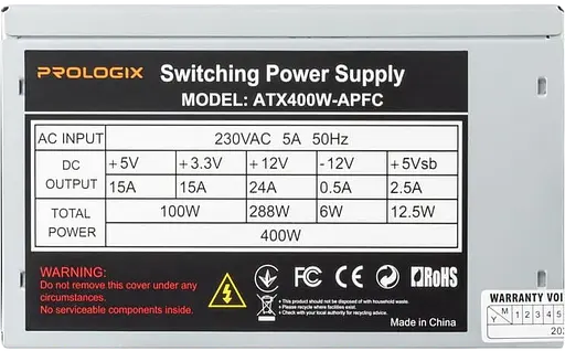 Блок питания Prologix APFC 400W Bulk(E) - фото 4