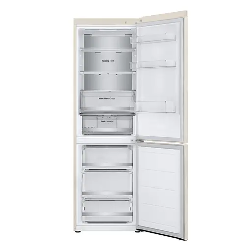 Холодильник LG с нижней морозильной камерой 186x60х68, холод.отд.-234л, мороз.отд.-110л, 2дв., А++, NF, инв., дисплей снаружи, зона освещения, Metal Fresh, бежевый - фото 8