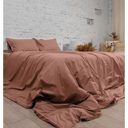 Комплект постільної білизни двоспальний євро 200х220 см варена бавовна White Dream Теракот (2008) - фото 6