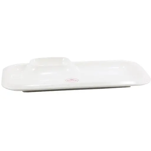 Блюдо порцелянове прямокутне з соусником Tudor ГЛАДКА 36 см (TU2241)