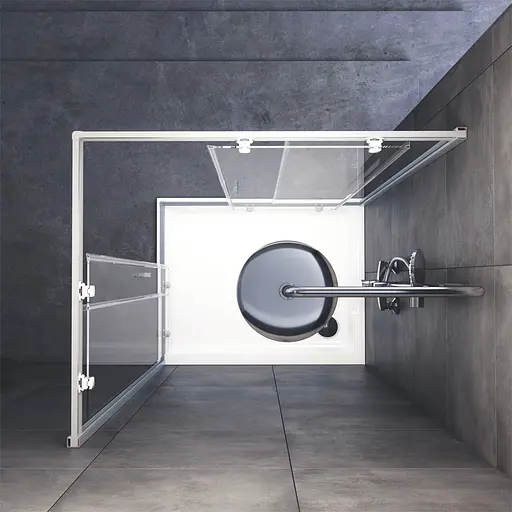 Душевая кабина Am.Pm Gem 100x80 см без поддона хром W90UG-404-100280-MT, Универсальная, прозрачная, хром - фото 4