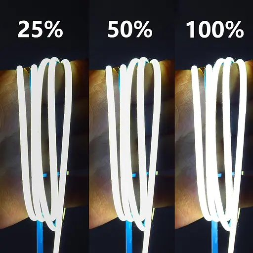 COB LED стрічка 24V Холодний білий 6000K 2m, Arote LED стрічка 3 мм шириною димоване світло високої щільності DIY 384LEDs/м - фото 7