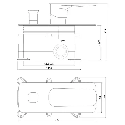 Смеситель для ванны и душа Cersanit Larga S951-373 с коробкой скрытого монтажа Черный 30412 - фото 2