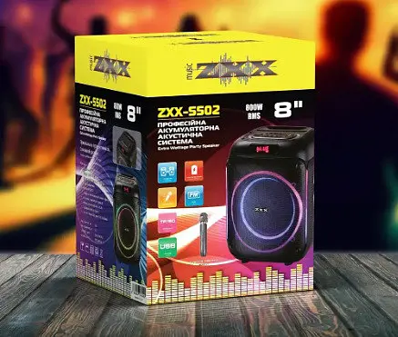 Портативная караоке колонка ZXX-5502 переносной динамик с беспроводным микрофоном и подсветкой FM-радио Bluetooth 80 Вт - фото 5