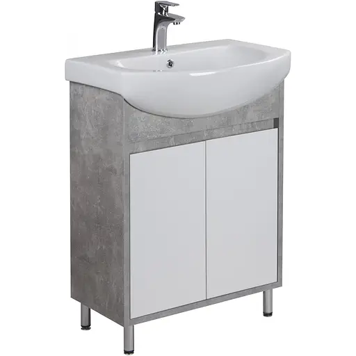 Тумба Мойдодир Oslo 60 Loft з умивальником Runa 60 Білий/бетон Сірий - фото 1