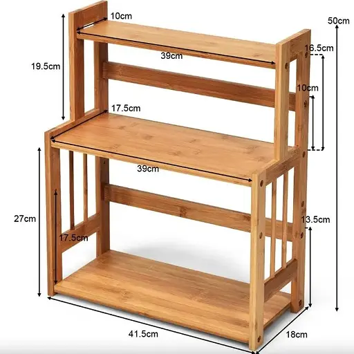 Полка-органайзер Costway Bamboo кухонная стойка бамбук 3 полки - фото 9