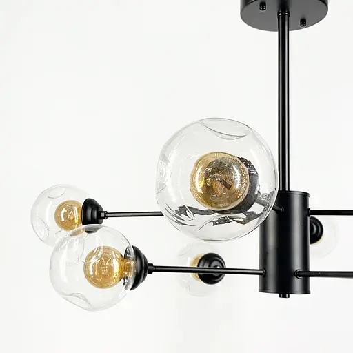 Люстра-молекула в чорному кольорі корпусу з 8 подвійними плафонами | Line F | Арт. 5033/8 - фото 3