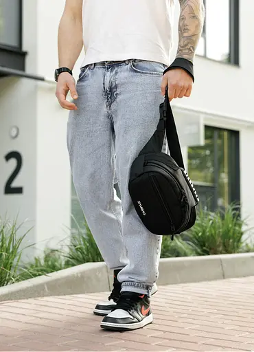 Сумка через плечо бананка Sambag Flex черная тканевая 30×17×10 см (85351065m) - фото 5