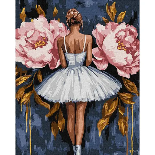 Картина по номерам "Балерина з рожевими півоніями" ©art_selena_ua KHO8662, 40x50 см