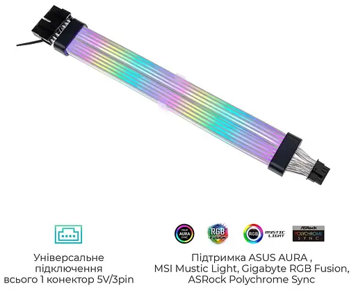 Кабель для ПК Qube RGB 12+4Pin to 2*8Pin VGA, Black - фото 4