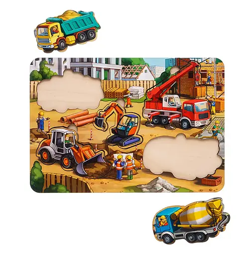 Дерев'яна рамка-вкладка для дітей (маленька) "Будівництво - 4", 23*16*0,6см Ubee ПСД146