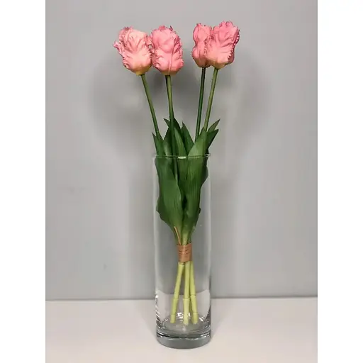 Тюльпани штучні Hvoya латексні махрові букет 5 квіток світло-рожеві - фото 5