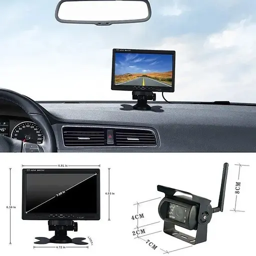 Камера заднего вида Nectronix W701 kit с монитором 7&quot; дюймов беспроводная для грузовиков, автобусов, микроавтобусов - фото 4