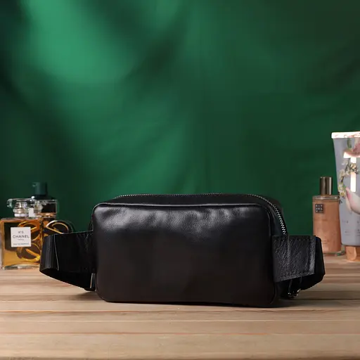 Прямокутна сумка-бананка для чоловіків із натуральної глянсової шкіри SHVIGEL 21х11х5,5 см sum0027510 - фото 10