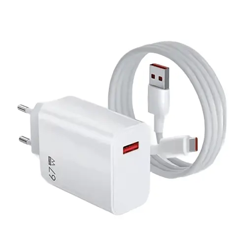 Швидка USB зарядка GaN 5V-3A, 9V-2A, 12V-1.5A, макс. потужність 18 Ватт + USB кабель 1метр Nectronix TRG-160 (101225)