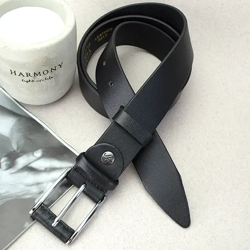 Ремінь чоловічий шкіряний класика чорний JK-3560 (120 см) - фото 6