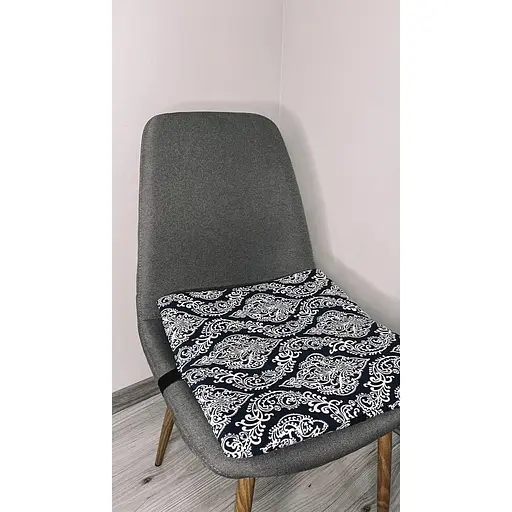 Водоотталкивающая подушка на стул Темно-синий вензель - фото 2