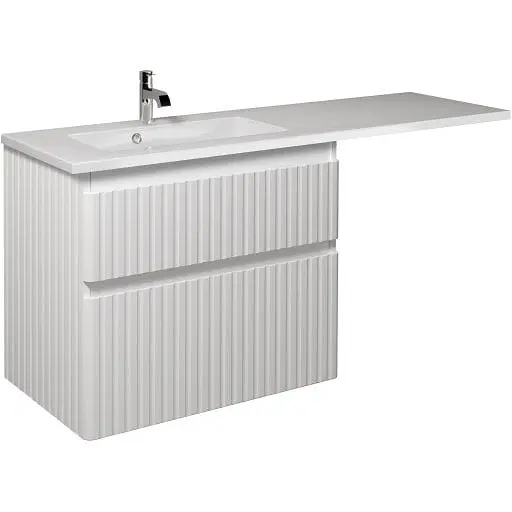 Тумба Мойдодир Fluffy 80-U Adam 140 L Білий підвісна з крилом над пральною машиною Білий - фото 1