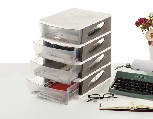 Модульный комод MEDYA, 26x35x39h4 выдвижные ящики, серо-бежевый - фото 3