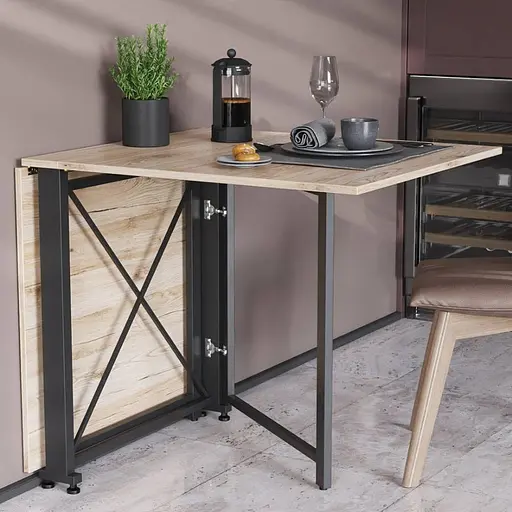 Стіл-книжка трансформер Оріон 2 Ferrum-decor 750x1520x730 Чорний метал ДСП Дуб Сан-Марино 16 мм (FRD-104584)