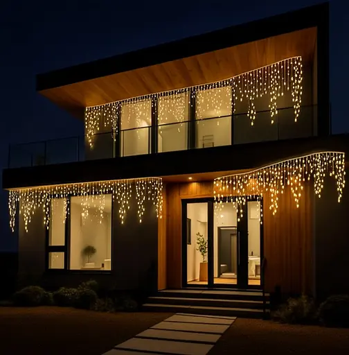 Новогодняя гирлянда уличная Бахрома 36 м 600 LED белый провод Желтый Garlando 36MWY - фото 2