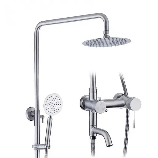 Душова система Wezer EKO16A-01, поворотний вилив - перемикач на лійку/душ, нержавіюча сталь - фото 3