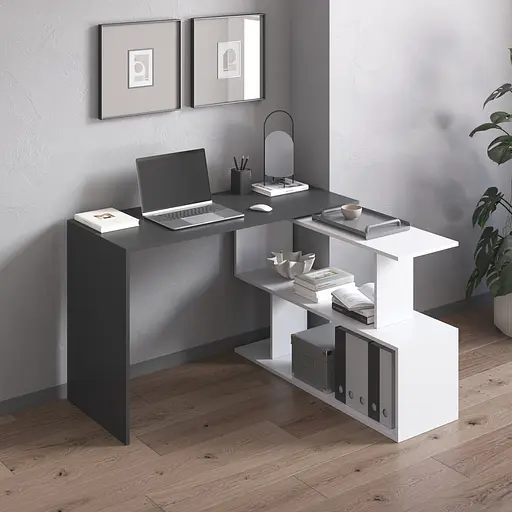 Cтол компьютерный Vays поворотный письменный cтол трансформер M-41 Антрацит-Белый