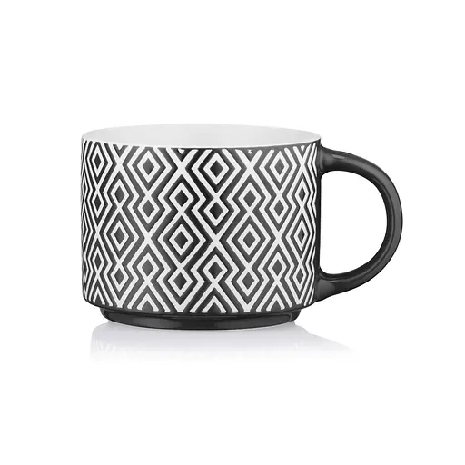 Чашка фарфоровая 330 мл Weaving F Ardesto бело-черная AR3473F - фото 2