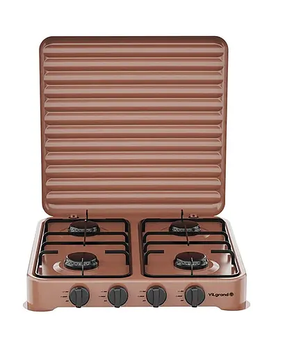 Настільна газова плита ViLgrand VGP-4042 Brown з кришкою на 4 конфорки 88099 - фото 5
