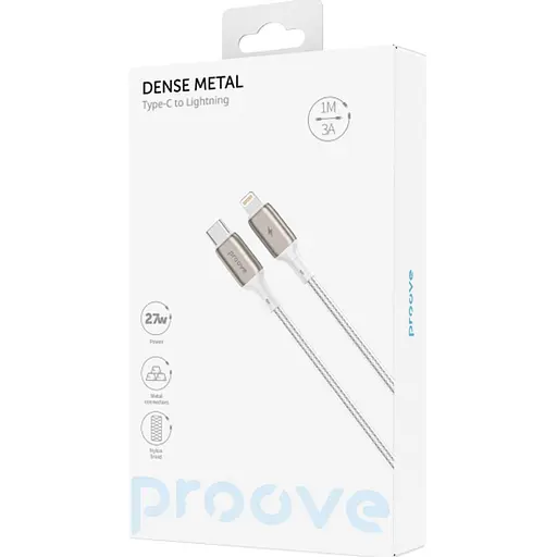 Кабель Proove Dense Metal USB-С to Lightning 27W 1m White (CCDM27002102) [130317] - фото 5