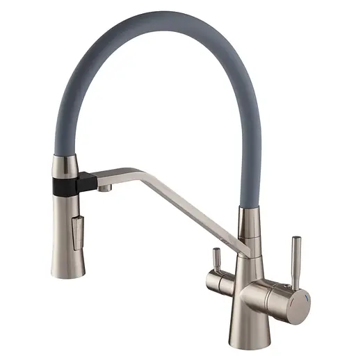 Змішувач для кухні Mixxus Premium Magnet 021 SS Color з гнучким виливом MI6976 Нержавіюча сталь - фото 1