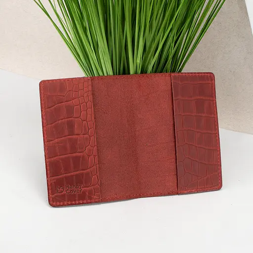 Обложка на паспорт, загранпаспорт кожаная Handycover 0054 красная рептилия - фото 3