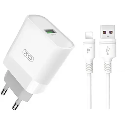 Сетевое зарядное устройство XO L63 15W FAST EU QC3.0 charger with apple cable Белый - фото 1