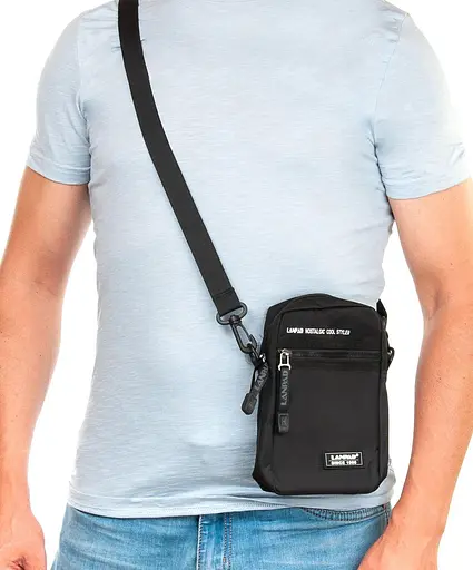 Невелика чоловіча сумка через плече чорна Lanpad sum0028757 - фото 2