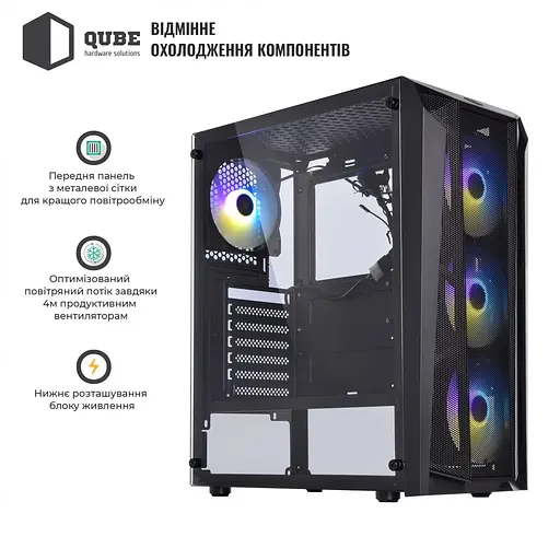 Корпус QUBE BOREY V2.0 ARGB Black (BOREY_F5NU3_V2.0) - фото 10