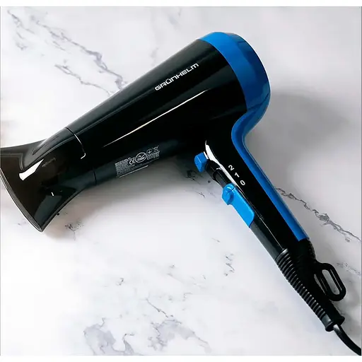 Фен для сушки волос Grunhelm GHD-580 мощный компактный 2 режима 2100 Вт черно-синий - фото 5