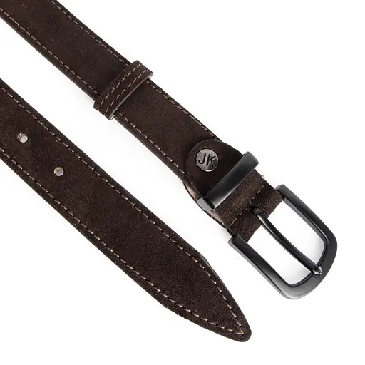 Ремень женский замшевый JK-3049 коричневый с темной пряжкой (115 см) - фото 3