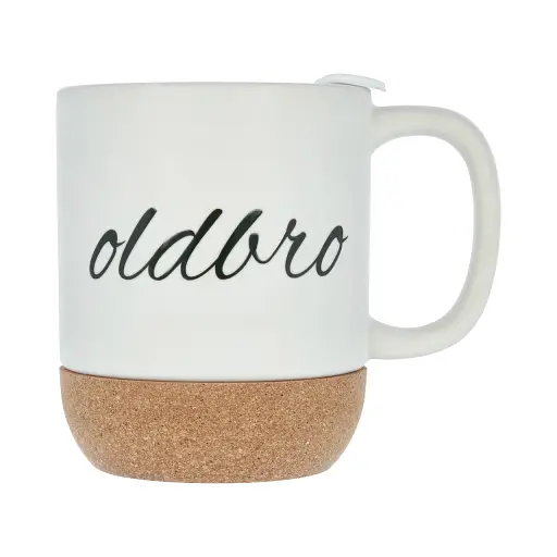 Керамічний кавовий кухоль OldBro White 400 мл з ізольованим корковим дном і кришкою - фото 2
