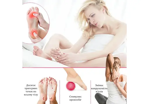 Массажный мячик EasyFit Goober с шипами синий (EF-1072-BL) - фото 5