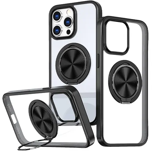 Чохол Epik TPU+PC Metal Ring with MagSafe для Apple iPhone 13 Pro 6.1 Чорний - фото 1