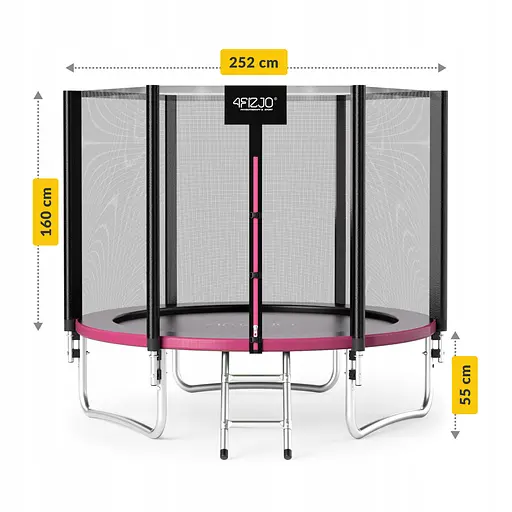 Батут с наружной сеткой 4FIZJO Classic 8FT 252 см Black/Pink (P-5907739314536) - фото 5